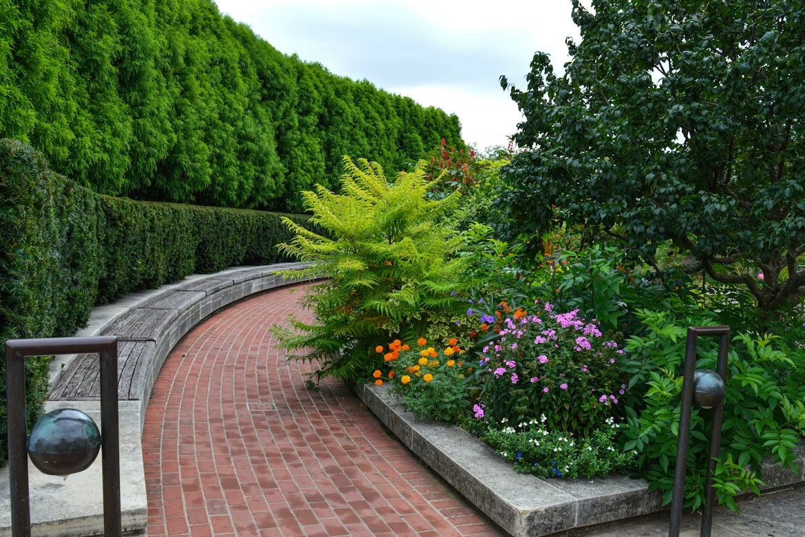 A brick garden path