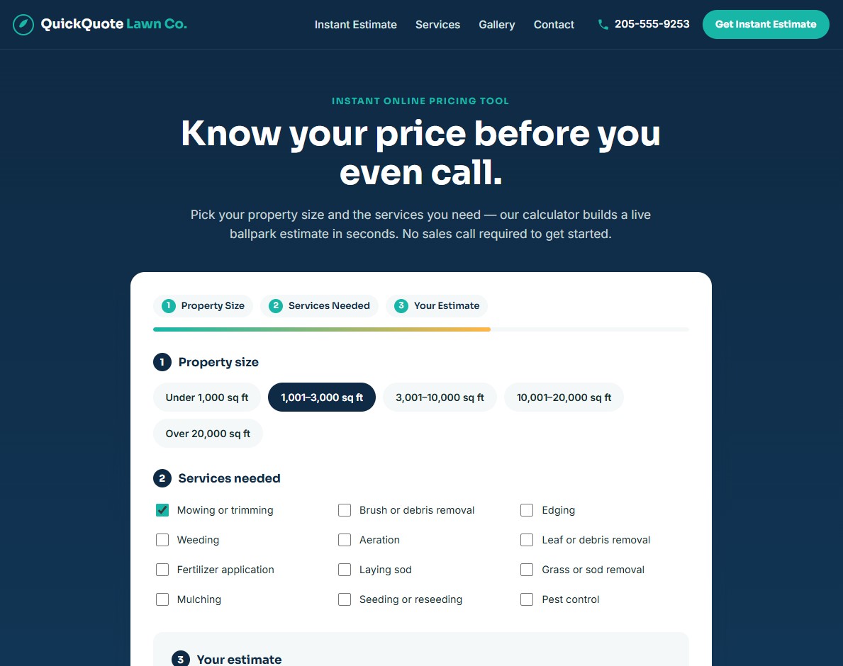 QuickQuote Instant Estimate preview